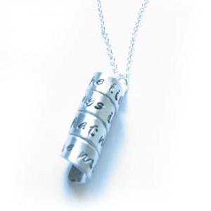 Personalized Vertical Spiral Hand Stamped Necklace..