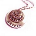 4 Tiers Hand Stamped Necklace Personalized Pendant..