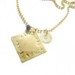 Square Hand Stamped Necklace Personalized Jewelry..