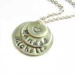 Triple Hand Stamped Necklace Custom Personalized..