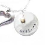 Believe Necklace Metal Hand Stamped Pendant Chain..