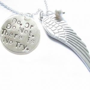 Angel Wing Hand Stamped Necklace An..