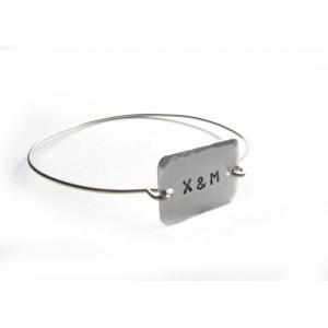 Square Bangle Bracelet Hand Stamped Personalized..