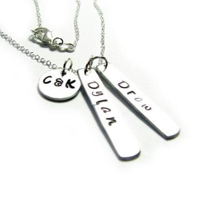 Customize Rectangle Hand Stamped Necklace,..