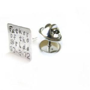 Square Father Of The Bride Groom Tie Tack Silver..