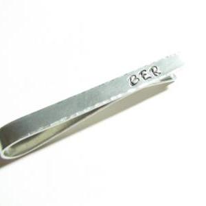 Men Initial Tie Clip Bar Personalized Hand Stamped..