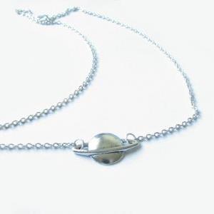 Planet Saturn Necklace Space Astronomical Jewelry..