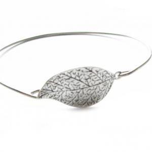 Leaf Bracelet silver Wire Wrapped o..