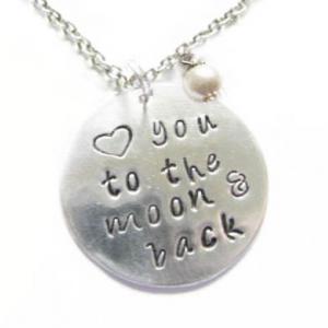 Silver Personalized Necklace Hand Stamped Love You..