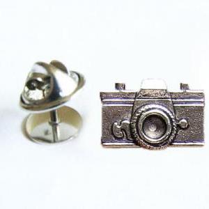 Camera Tie Tack Silver Lapel Pin Accessory Gift..