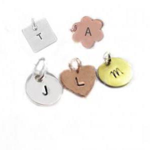 Charm Initial Hand Stamped Pendant Engraved..