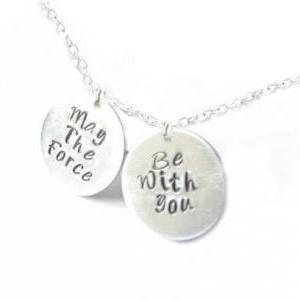 Star Wars Hand Stamped Necklace May The Force Be..