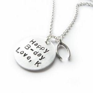 Birthday Hand Stamped Necklace Pers..