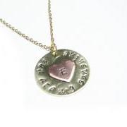Sunshine Heart Necklace You are my sunshine Hand Stamped Initial Copper Pendant Chain Birthday