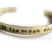I Love You Cuff Bracelet Custom Personalized brass or aluminum hand stamped I Love you to the moon & back Jewelry birthday wedding