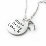 Birthday Hand Stamped Necklace Personalized engraved gift birthday mother sister friend