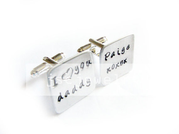 Daddy Square Men Cufflinks Hand Stamped Cuff Links Wedding Personalized Keepsake Father Gift Aluminum Or Brass