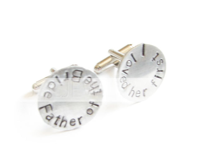 Father Of The Bride Cufflinks Hand Stamped Wedding Men Cuff Links Personalized Keepsake Gift