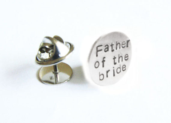 Father Of The Bride Tie Tack Silver Lapel Pin Personalized Custom Accessory Gift For Groom Man Father Dad Groomsman Tux Studs
