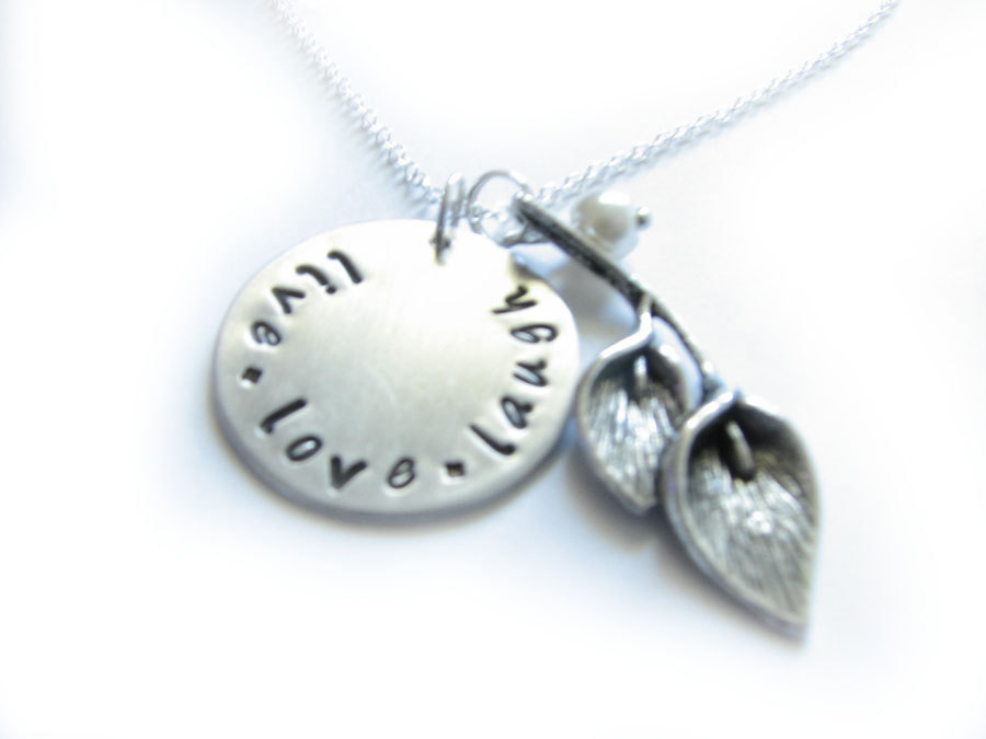 Calla Lily Necklace Hand Stamped Pendant Engraved Jewelry Gift Birthday Wedding Mother