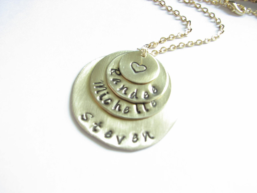 4 Tiers Hand Stamped Necklace Personalized Pendant Chain Birthday Wedding Customize Mix Metal