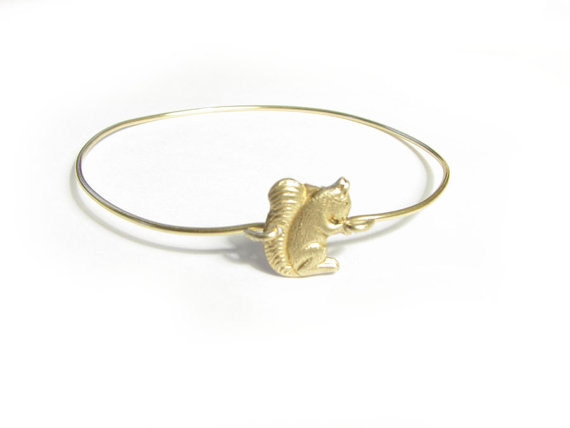 Squirrel Bangle Bracelet gold brass Wire Wrapped Bracelet Gift Jewelry birthday wedding
