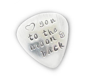 Custom Guitar Pick Love You To The Moon And Back Hand Stamped Music Lovers Men Gift For Him Birthday
