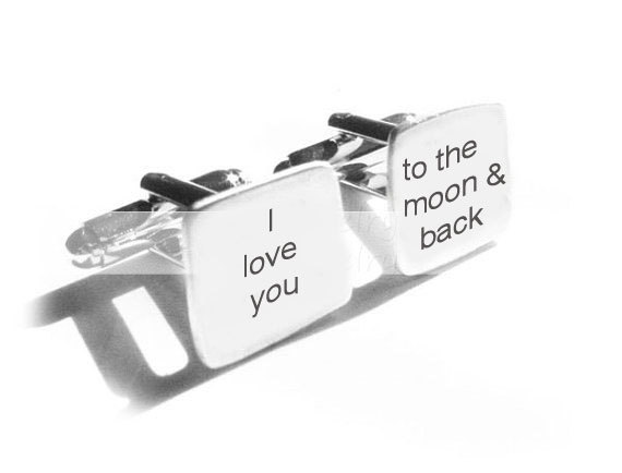 Hand Stamped Men Cufflinks Love You To The Moon & Back Personalized Gift Engraved Cuff Links Birthday Wedding