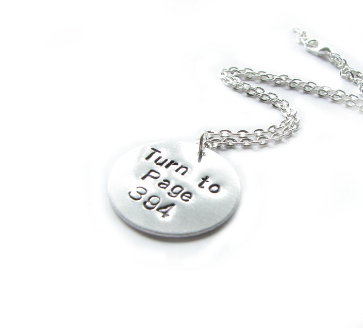 Harry Potter Necklace Turn To Page 394 Hand Stamped Pendant Chain Birthday