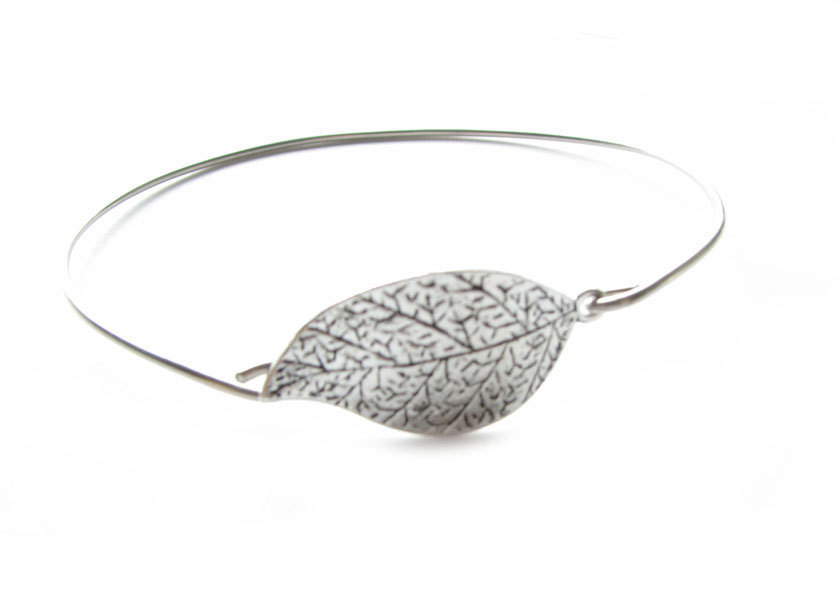 Leaf Bracelet silver Wire Wrapped or leather Bangle Natural lovers gift for her