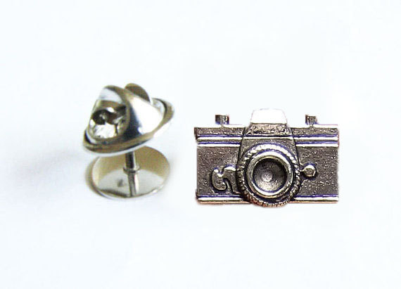 Camera Tie Tack Silver Lapel Pin Accessory Gift For Groom Man Father Dad Groomsman