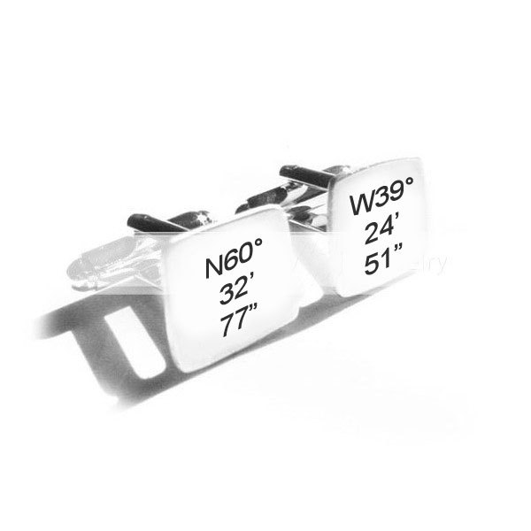 Latitude Longitude Hand Stamped Cufflinks Personalized engraved gift for men father cuff links birthday wedding graduation