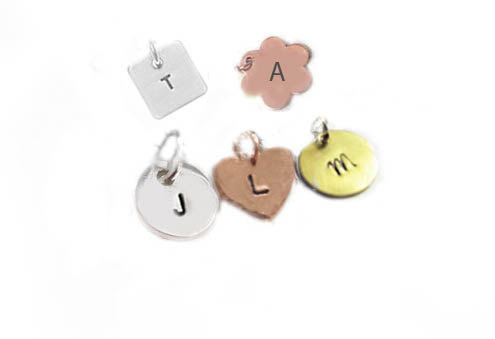 Charm Initial Hand Stamped Pendant Engraved Jewelry Gift For Birthday Wedding