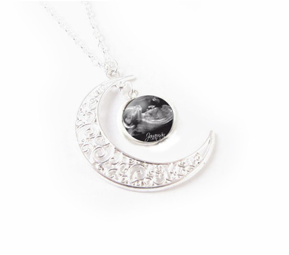 Moon Sonogram Necklace, Customize Personalized Photo Pendant