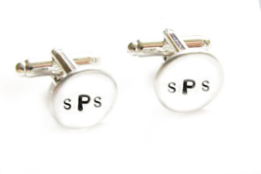 Initial Hand Stamped Monogram Cufflinks Cuff Links Wedding Personalized Keepsake Engraved Gift For Father Men Cuff Links Birthday