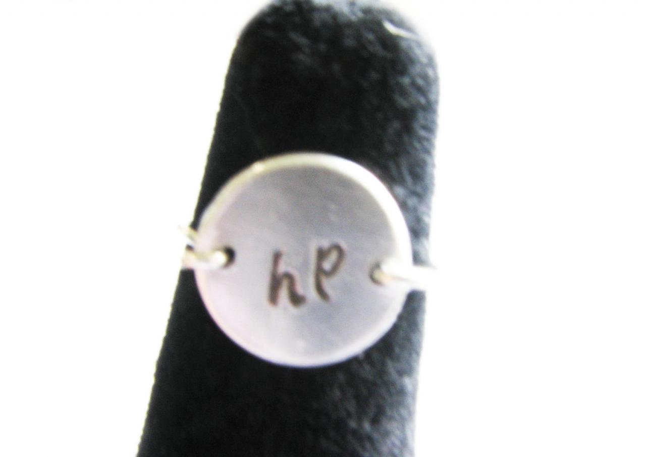 Initial Wire Wrapped Ring Metal Hand Stamped Personalized Ring Jewelry Birthday Gift Engraved Harry Potter