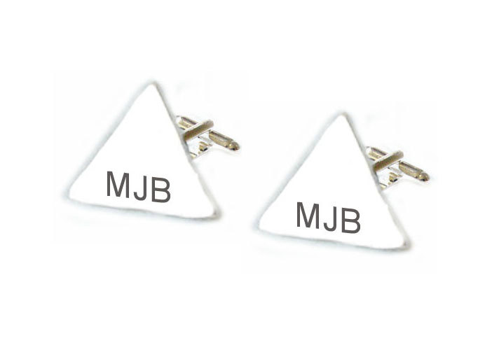 Triangle Initial Hand Stamped Men Cufflinks Personalized Engraved Gift Guy Cuff Links Birthday Wedding