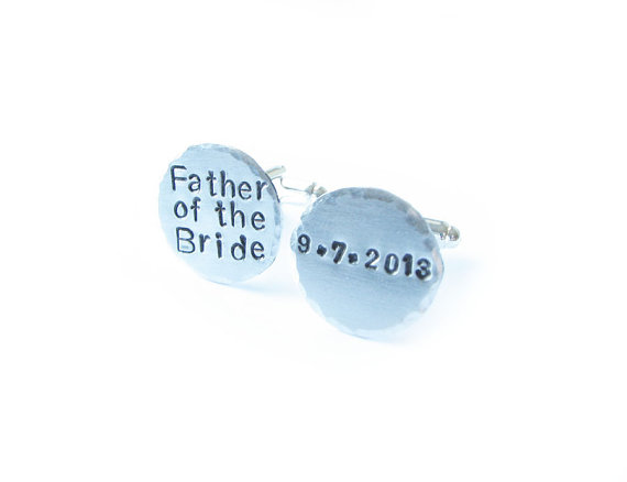 Father Of The Bride Cufflinks Hand Stamped Wedding Men Cufflinks Or Father Of The Groom Personalized Keepsake Gift For Him Guys Custom Cuff Links