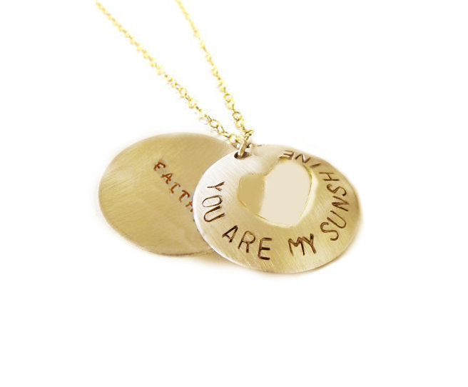 Mother Locket Necklace Faux Open Heart Locket Hand Stamped Personalized Pendant Birthday Wedding